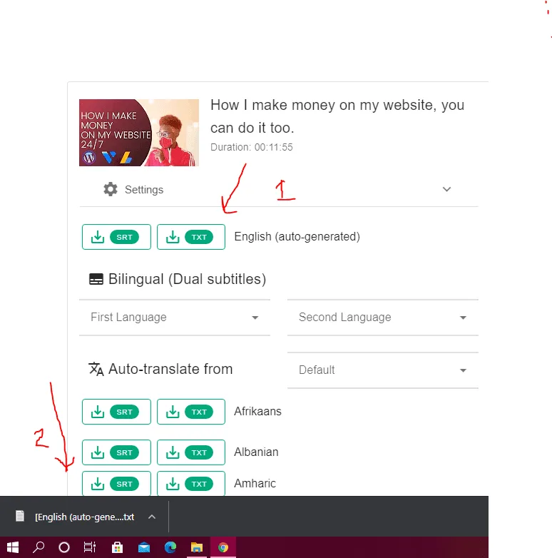 Download YouTube subtitles as text
