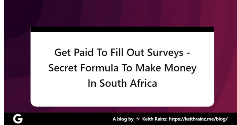 Get Paid To Fill Out Surveys - Secret Formula To Make Money In South Africa