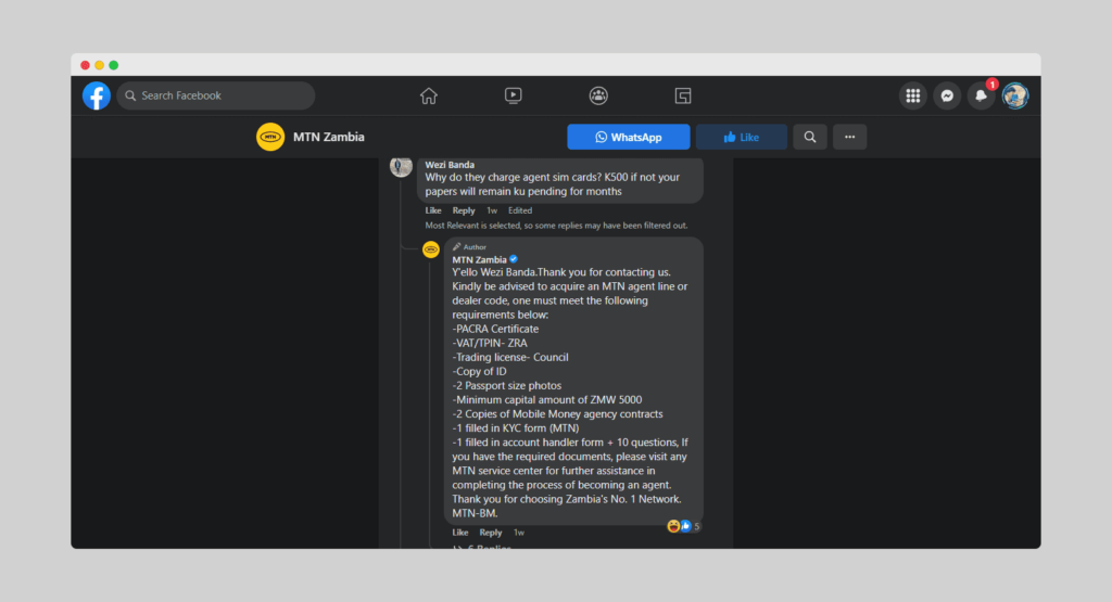 mtn zambia replies